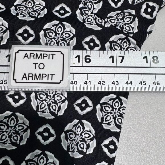 J McLaughlin Black White Gray‎ Geometric Medallion Print Ruched Dress Size S - Picture 9 of 12